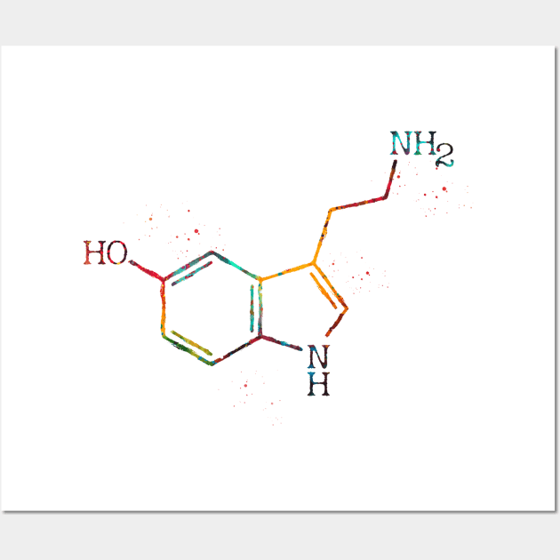Serotonin Molecule Wall Art by erzebeth